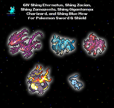 Pokemon Sword Shield SCVI 6IV Shiny Eternatus Zacian Zamazenta Charizard Mew