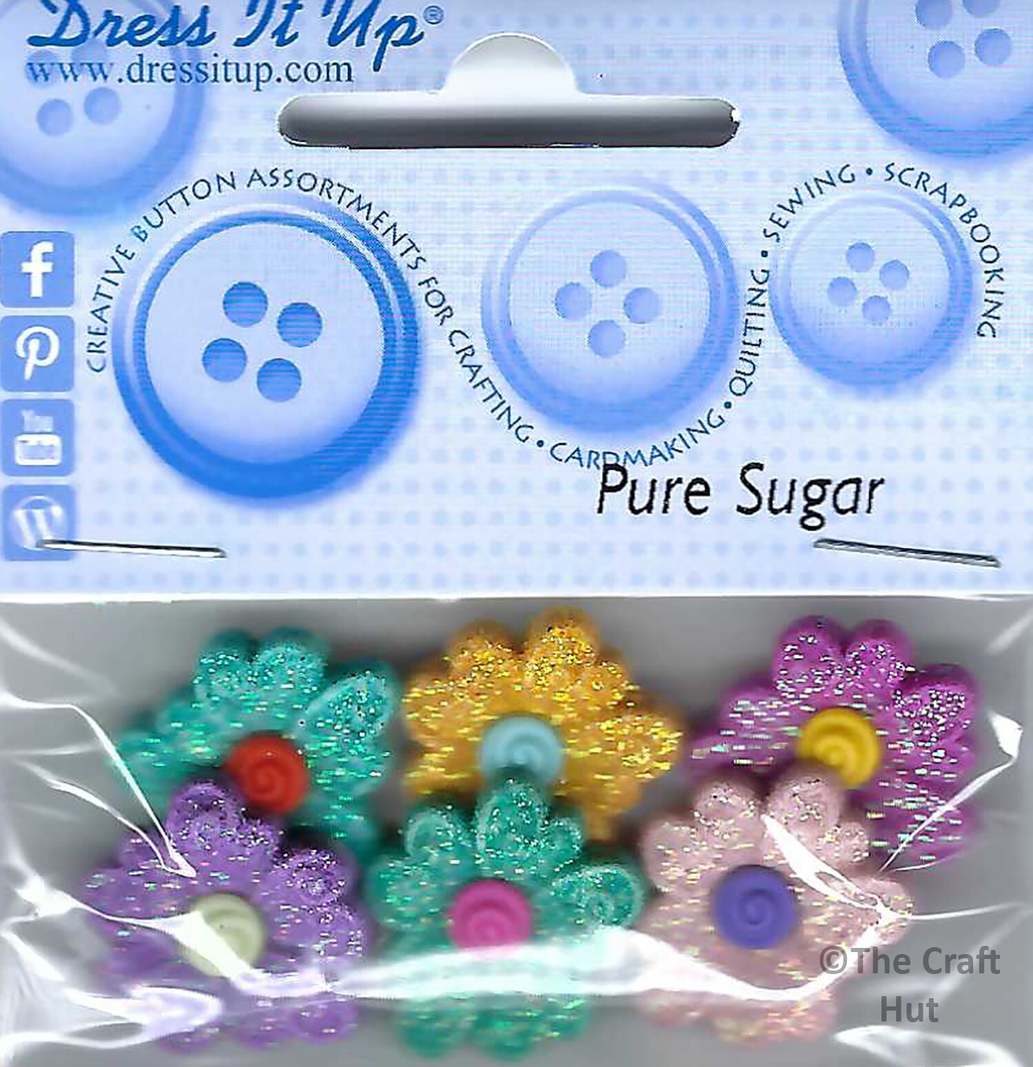 Dress It Up Novelty Shank Buttons Sparkly Pure Sugar Flowers New