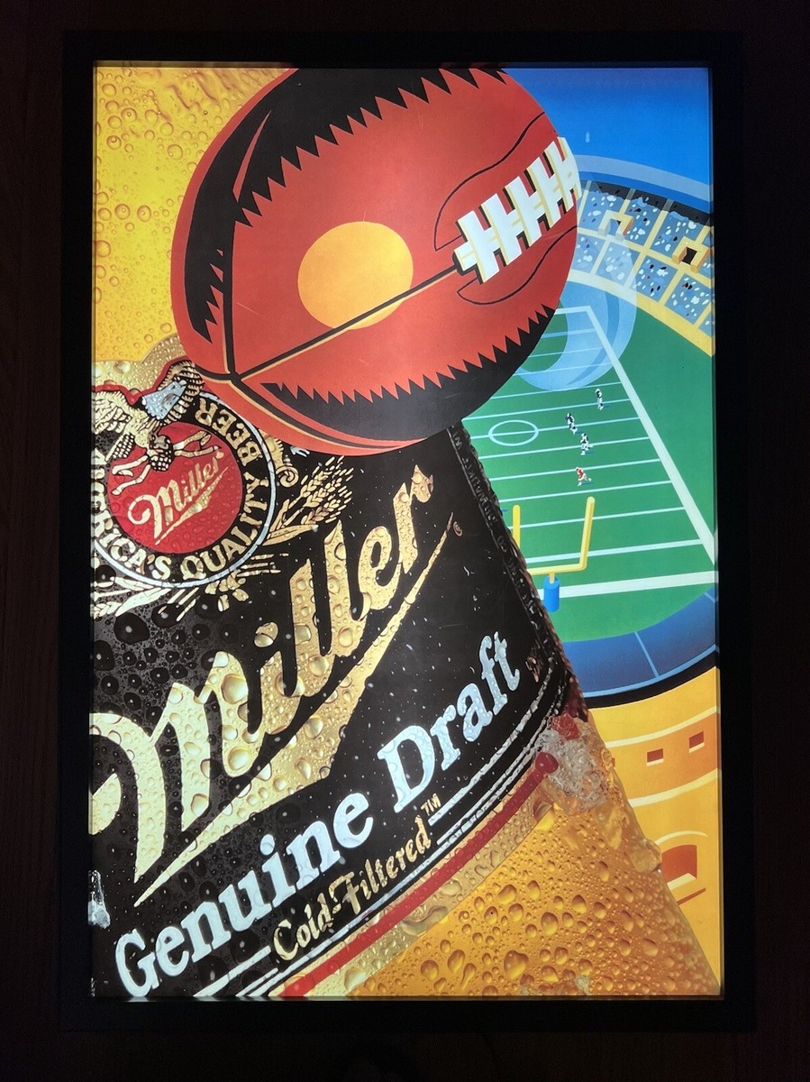 1993 Miller Genuine Draft Beer And Football Advertising Lighted