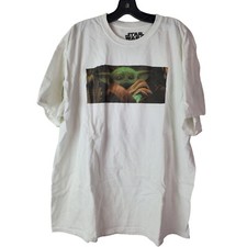 Star Wars Baby Yoda Grogu Mandalorian White Shirt T-Shirt Adult Unisex XL