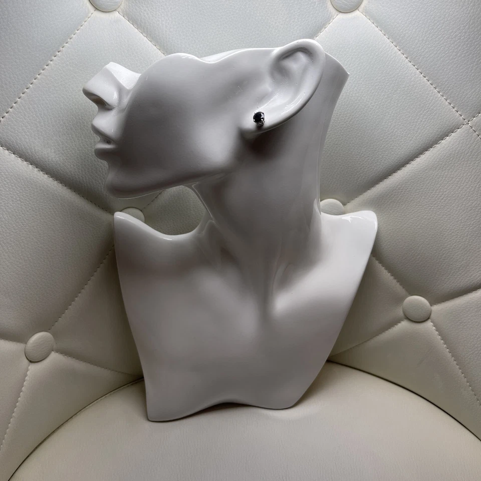 2 TCW Fancy Black Round Studs Earrings Man Made Diamonds 14k Solid Gold - Image 3 of 4