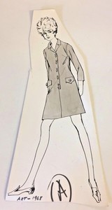 Details About Vintage 1968 Art Fashion Drawings Sketch House Dress Button Up Mod Collar Work