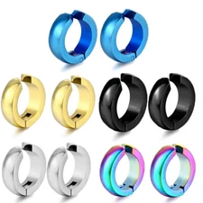Non-Piercing Earrings Ear Clip Fake Ear Hoops for Men and Women Stainless Steel