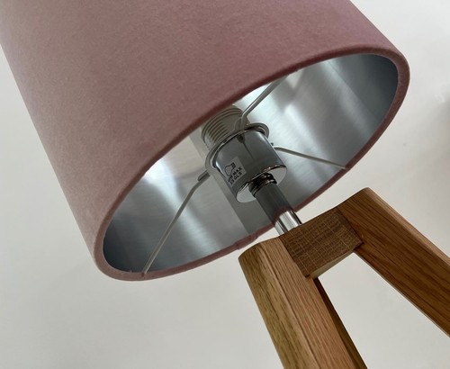 Lampshade Blush Pink Velvet Brushed Silver Drum Light Shade - 第 10/22 張圖片