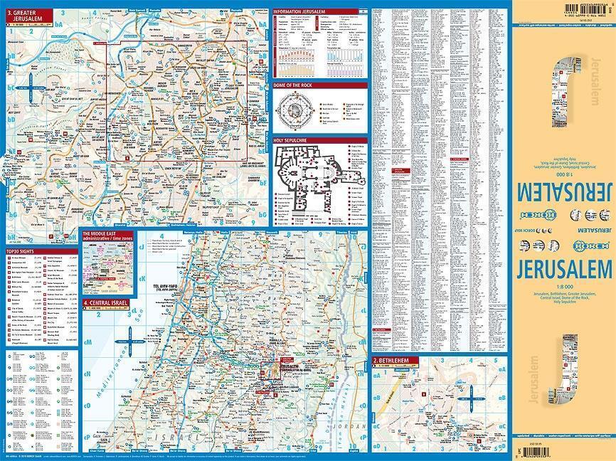 Thumbnail - Jerusalem 1 : 8 000 (land-)karte Borch Maps Laminierte Oberfläche 2 S.