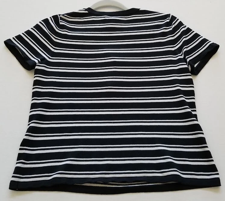 Camiseta para mujer Spenser Jeremy mediana pequeña PM negra blanca a rayas manga corta Foto 3 de 4