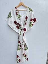 Indian Vintage 100% Cotton Long Beach Maxi Kaftan Dress One Size Caftan Kimono