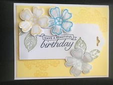 Stampin Up Card Kit Set Of 4 "Have A Beautiful Birthday  Turquoise  Yellow