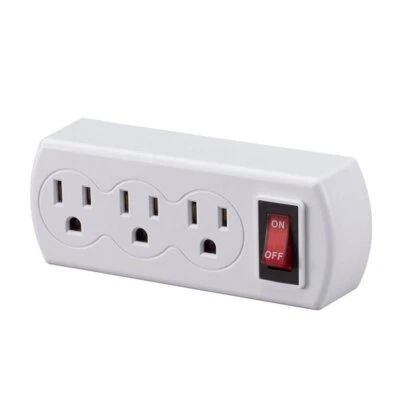 TOPZONE 1 pc of 3-Prong Wall Tap Grounded Triple Plug Outlet Adapter Power Splitter with