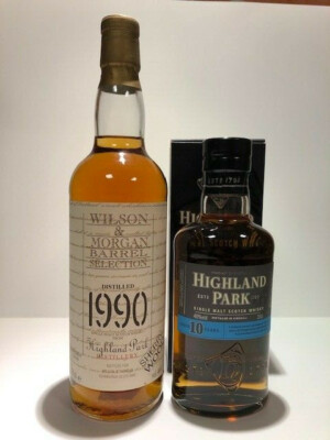 Highland Park 1990 Wilson & Morgan sherry wood + Highland Park 10 years old