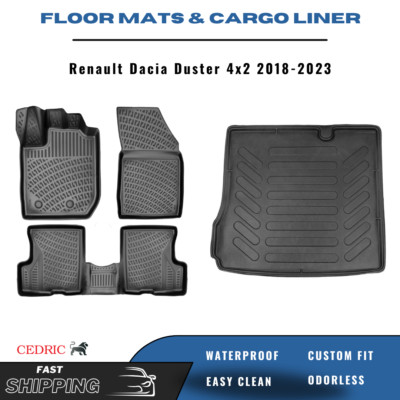 Car Floor Mats & Cargo Liner for Renault Dacia Duster 4x2 2018-2023 TPE FULL Set