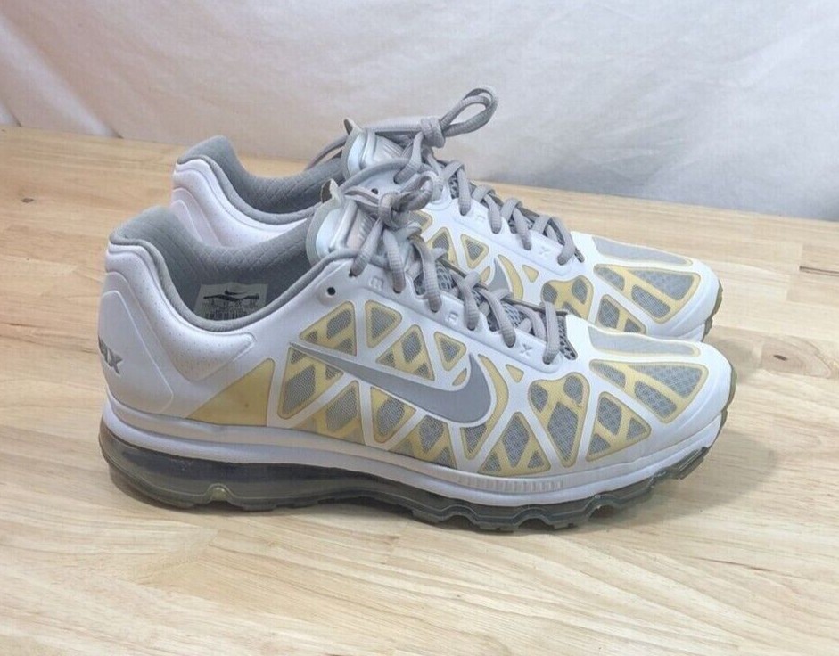 NIKE Air Max+ 2011 Men Sneakers Shoes White Silver Size 12
