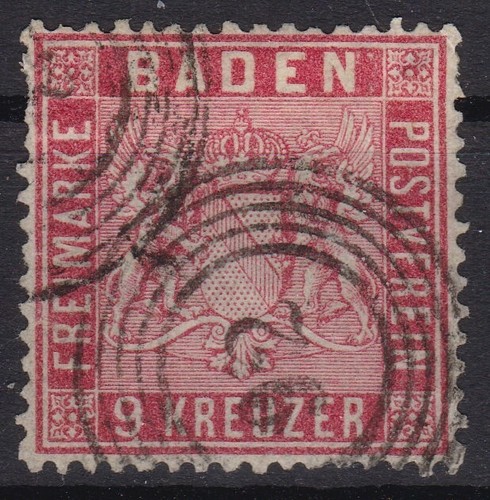 == Ad Baden Mi. 12 stamped five-ring "Meßkirch", cat. ==
