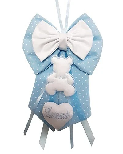 Fiocco nascita azzurro Fiori di Lena