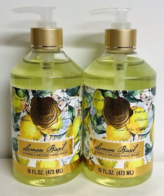 2-Pack SJ Creations ~ Lemon Basil Hand Wash with Vitamin E 16 fl oz Each