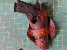 Handmade Leather Cross Draw Holster 1911 Punisher Carving