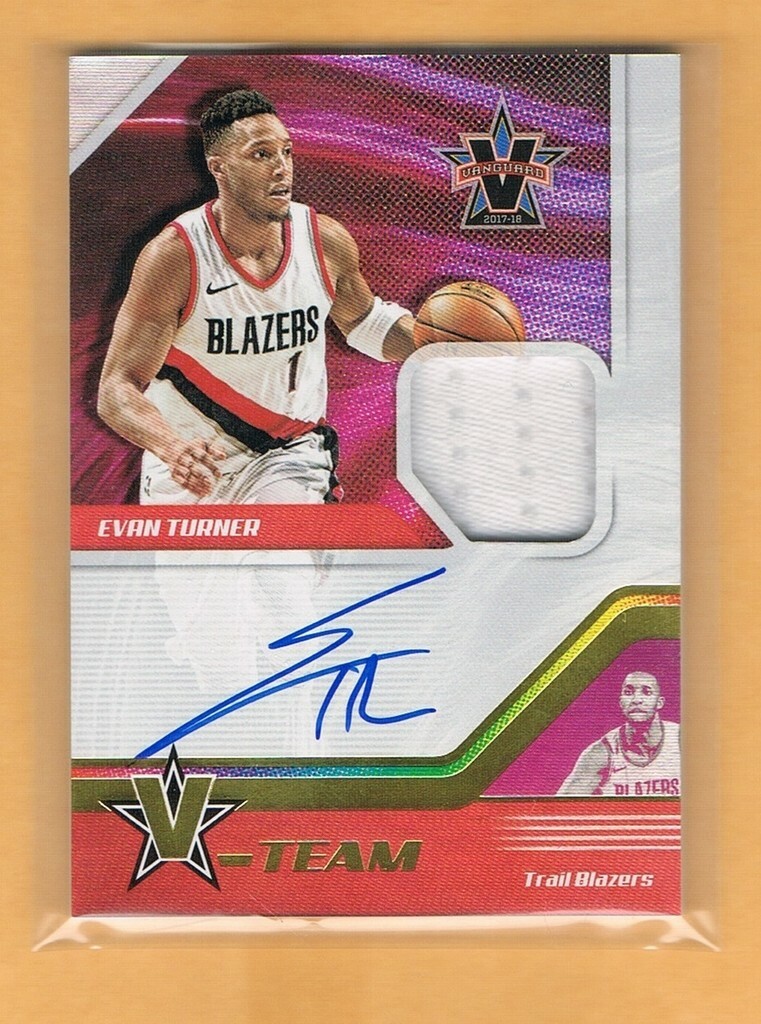 2017-18 Vanguard V-Team Evan Turner Autograph Jersey /99 Portland Trail  Blazers