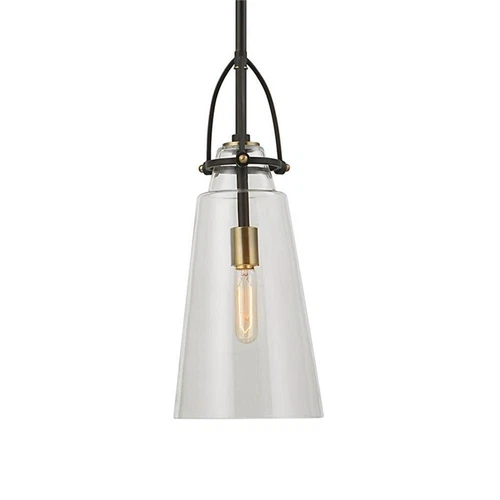 Uttermost Saugus 1-light Steel and Glass Pendant in Black and Brass - Picture 4 of 10