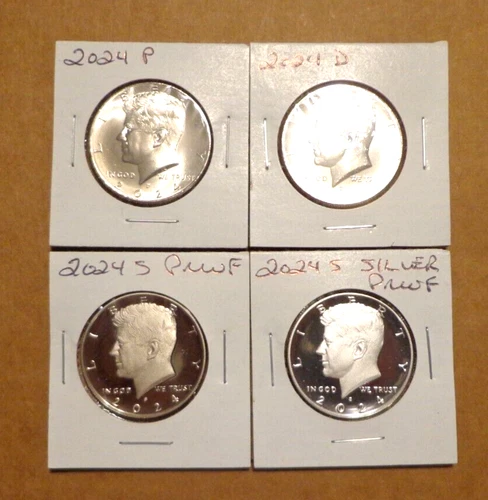 2024 P D S S Silver & Clad Proof Kennedy Half Dollar 4 Coin Set PDSS