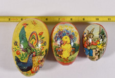 Lot of 3 Vintage Nesting Paper Mache Easter Egg Candy Containers West Germany