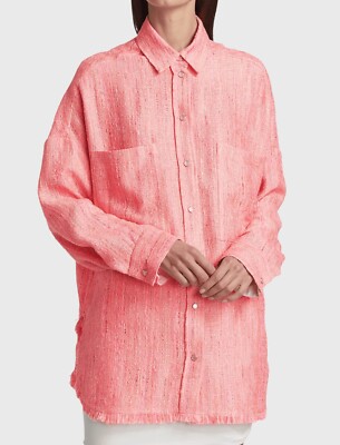 Iro Founda Overshirt TOP JACKET IN Coral Fluro WOMENS SIZE (44) L LARGE NEW