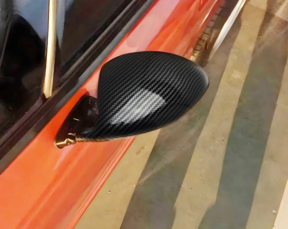 Espejo retrovisor estilo retro clásico California de fibra de carbono azul tinte vidrio Foto 3 de 4