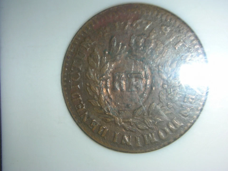1767A French Colonies Copper with RF NGC AU 50 BN - Image 3 of 4