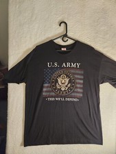 ARMY This We'll Defend T Shirt Men's XL Black Bayside Tag Made In USA S/S
