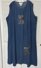Studio G Genuine Blue Jean 3X Denim Hand Painted Maxi Dress