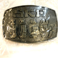 vintage SKF ball bearing promo industrial advertising metal belt buckle P1-sm