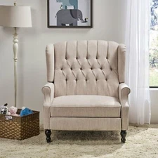 Salome Oversized Tufted Fabric Push Back Recliner