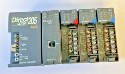 AUTOMATIONDIRECT D2-04B,DL230CPU,D2-08TDI,D2-08ND3(2) PLC RACK