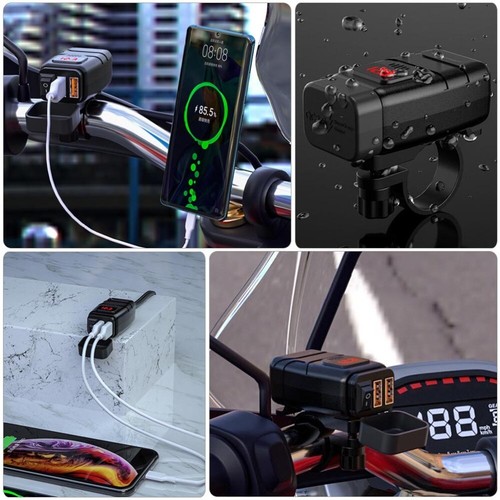 Motorcycle Usb Adapter Motorbike Usb Charger Motorcycle Charger Dual USB - Photo 11 sur 12