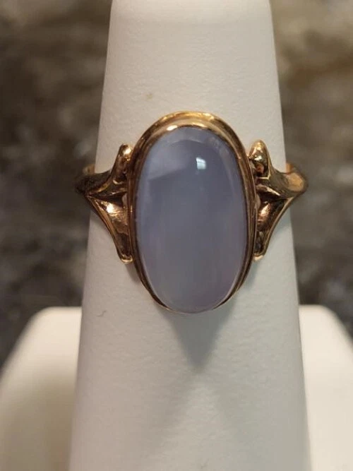 10K Rosie Yellow Gold Vintage Ellensburg Blue Agate Ladies Ring