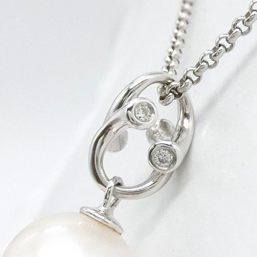 Georg Jensen Magic Pearl 10mm Diamond 4P 18k White Gold Pendant Necklac w/ Case - Picture 2 of 10