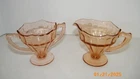 Pink Depression Glass Cream and Sugar Set Egg Harbor Pattern NICE