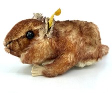 Steiff Murmy Marmot Mohair Plush Ground Hog 14cm 5.5in 1960s ID Button Tag Vtg