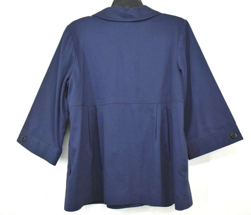 Hot in Hollywood Women Blue Pleated Front Short Sleeve 3 Button Blazer Jacket M - Image 2 of 4