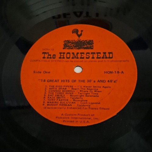 The Homestead 18 Great Hits Vinyl Record LP Big Band Swing Nostalgic 30s 40s - Picture 7 of 7