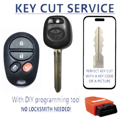 KEY CUT  +  TOYOTA  Solara 2004 - 2009 Chip DOT Key + 3B Remote + DIY TOOL