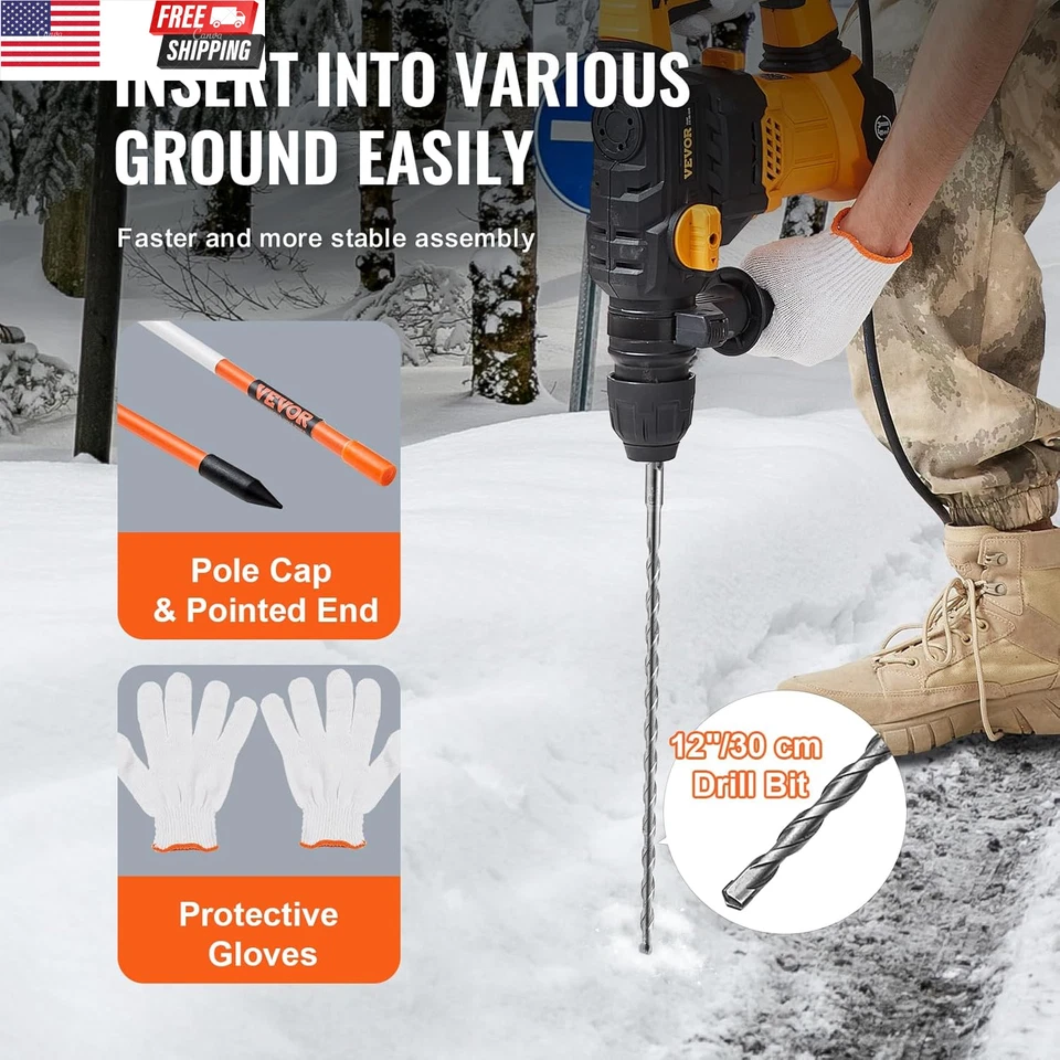 Marcadores de entrada, 100 piezas 48 pulgadas, 0,31 pulgadas de diámetro, postes de fibra de vidrio naranja S Foto 3 de 4