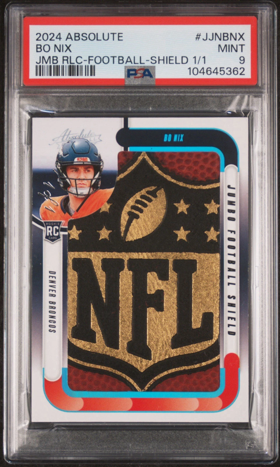 Bo Nix Panini Absolute Jumbo Relic #JJNBNX Jumbo Football-Shield 1/1