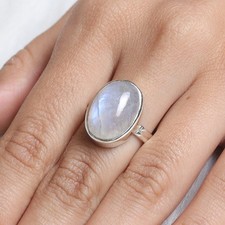 Rainbow Moonstone Statement Ring 925 Sterling Silver Handmade Ring Silver Ring