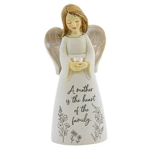 Roman 4.00In Mother Angel Figurine, Polyresin, Heart Family 12600