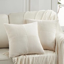 2 Packs Euro Decorative Throw Pillow Covers 28x28 28" x 28" Pack of 2 Cream