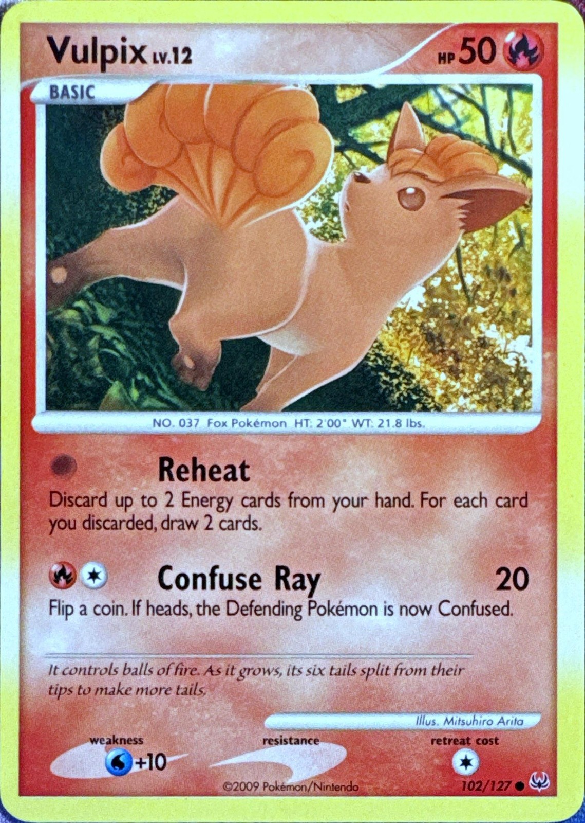 Vulpix 102/127 Common Platinum Pokemon Lightly Played