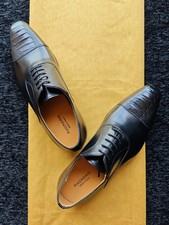 Magnanni Ostrich Leather Cap toe Oxford, Black, US 7M, NIB