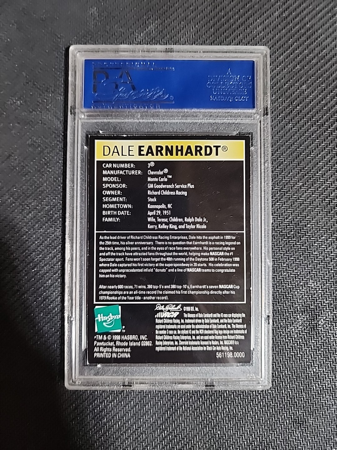 1999 Hasbro Winner's Circle Dale Earnhardt PSA Rated view 2