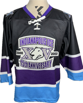 Indianapolis Ice XV 15th Anniversary Hockey Jersey 2002 Mens sz M vtg IHL CHL