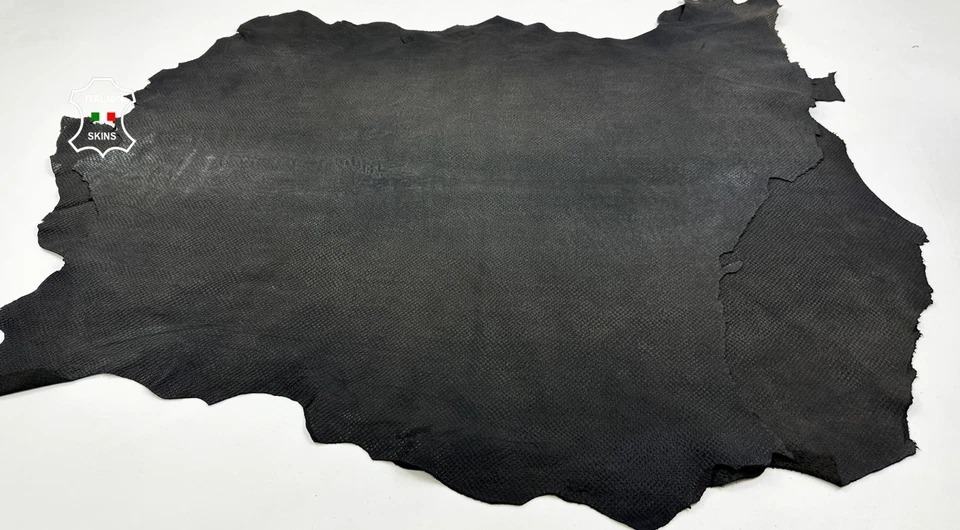 VINTAGE BLACK SNAKE REPTILE EMBOSSED ON Lamb leather 2 skins 16+sqf 0.9mm #C5998 - Image 2 of 4